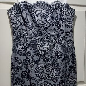 Elegant Black and Gray Lace Print Dress